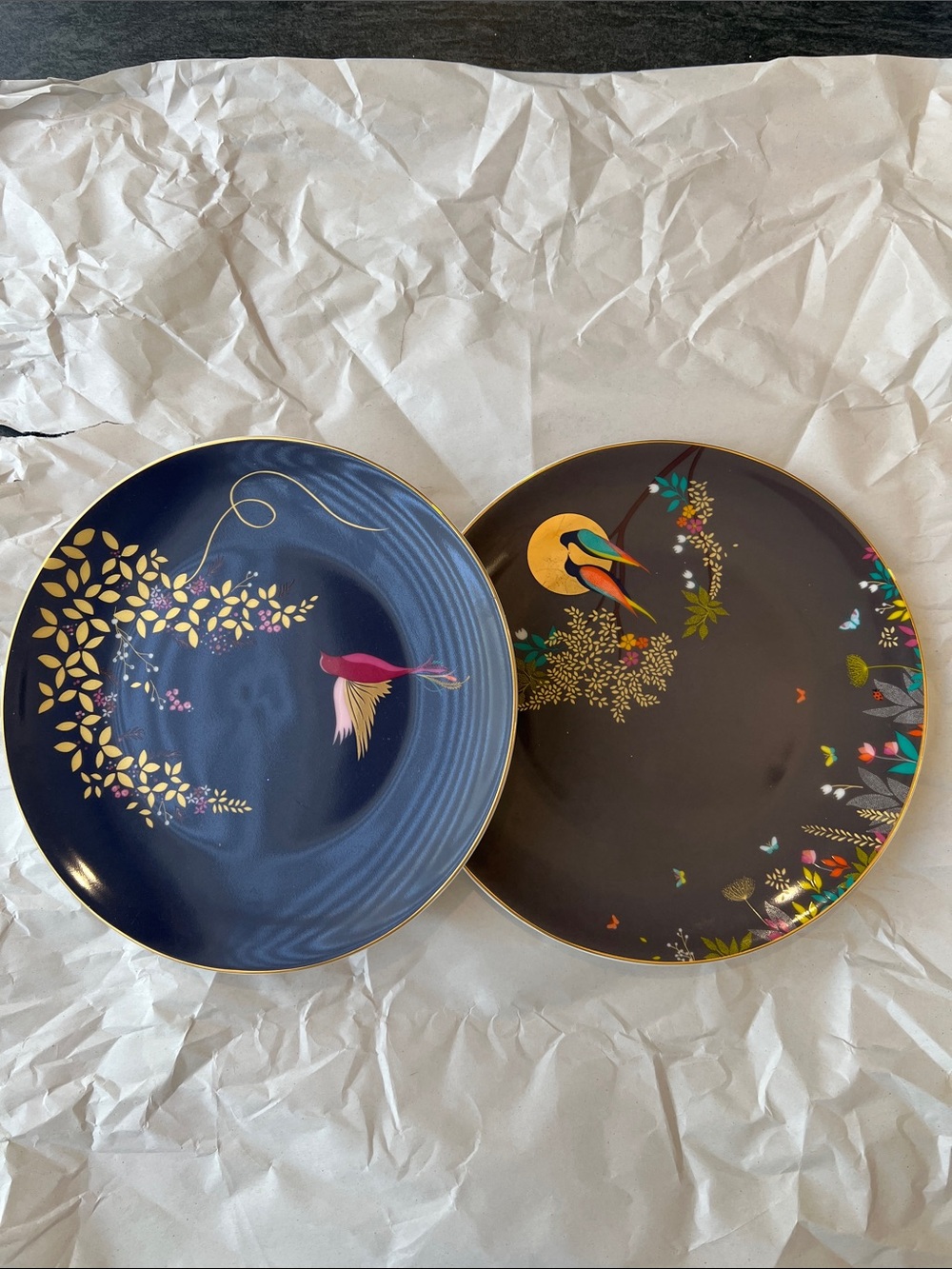 Set of 2 Sarah Miller Decorative Bird Motif  Plate/Server